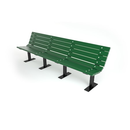 Frog Furnishings Green 8' Contour Bench Surface Mount w/ Black Frame PB 8GREBFCON